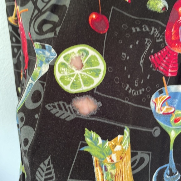 Vintage Paradise Found black happy hour cocktail Hawaiian shirt size medium - Picture 8 of 12